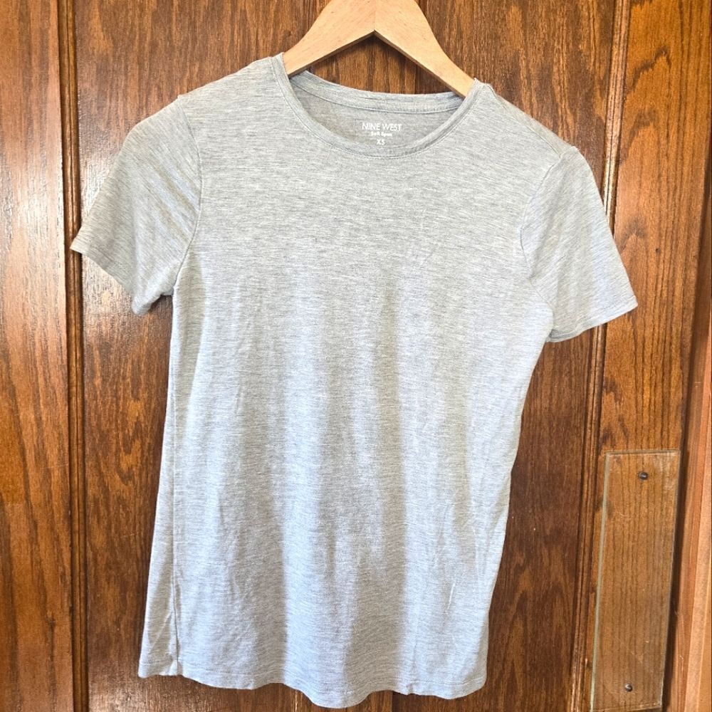 Nine West Soft Spun T Shirt Heathered Grey XSMALL